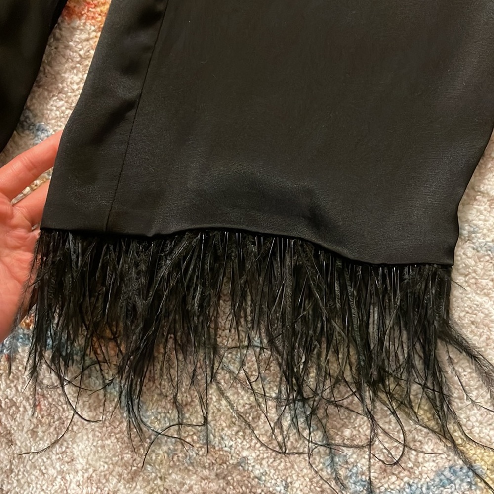 KAREN MILLEN Viscose Satin Crepe Feather Hem Trousers - 2 - Picture 7 of 7